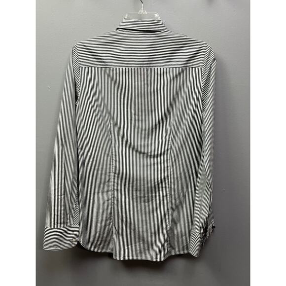 J. CREW ladies size 4 gray striped long sleeve fitted button up shirt - Picture 2 of 5